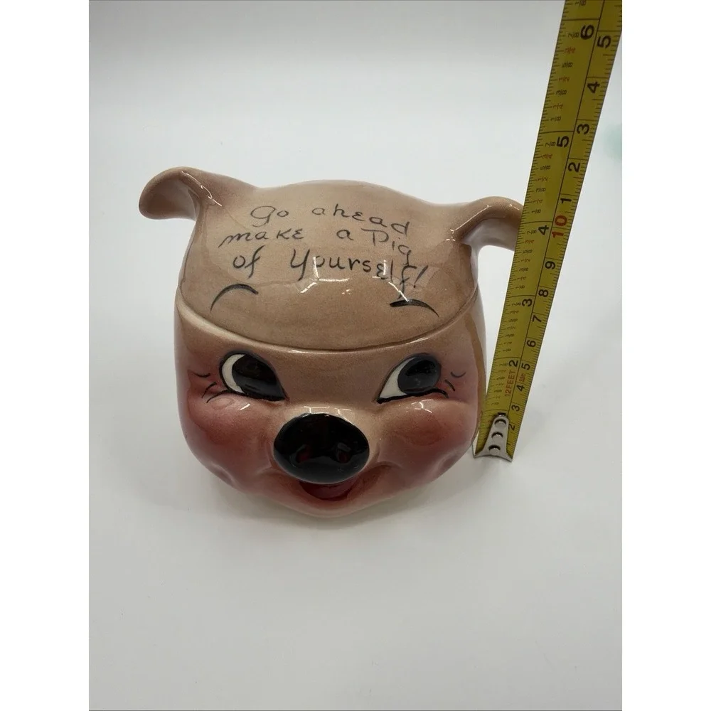 Vintage Deforest of California Cookie/Candy Jar Go Ahead Make A Pig Of Yourself